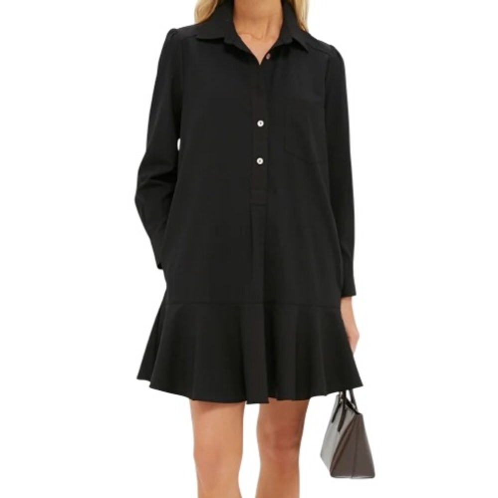 Tuckernuck Womens XXL Black Crepe Callahan Shirt Dress NWT